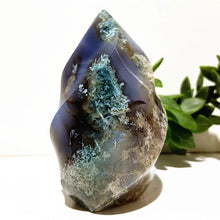 Load image into Gallery viewer, Orca Moss Agate Crystal Flame
