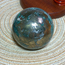 Load image into Gallery viewer, Dioptase Pyrite Sphere
