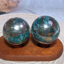 Load image into Gallery viewer, Dioptase Pyrite Sphere
