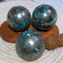 Load image into Gallery viewer, Dioptase Pyrite Sphere
