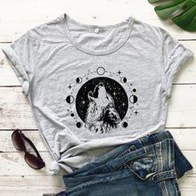 Load image into Gallery viewer, Wolf Moon Phases Women&#39;s T-shirt
