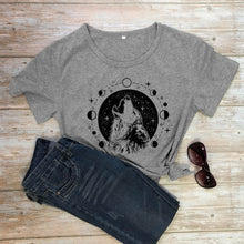 Load image into Gallery viewer, Wolf Moon Phases Women&#39;s T-shirt
