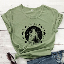 Load image into Gallery viewer, Wolf Moon Phases Women&#39;s T-shirt
