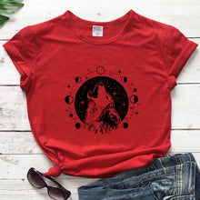 Load image into Gallery viewer, Wolf Moon Phases Women&#39;s T-shirt
