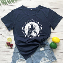 Load image into Gallery viewer, Wolf Moon Phases Women&#39;s T-shirt
